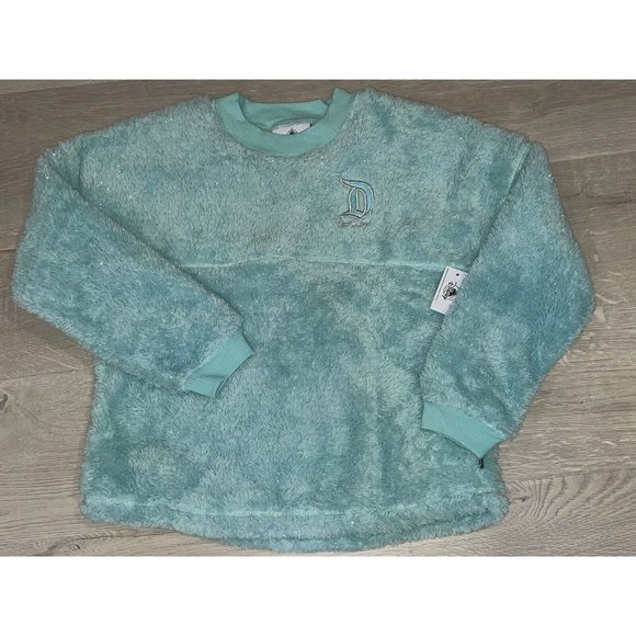 *DISNEYLAND....Sherpa Aqua Fleece SPIRIT JERSEY SPARKLY AQUA COLOR Youth L - Picture 4 of 10